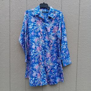 LAUREN RALPH LAUREN Floral Button- Up Shirt Dress M